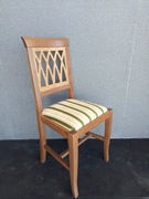 KRZESŁO włoskie Modenese Gastone klasyczne orzech tapicerka zielone pasy 