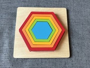 Playtive Drewniana układanka Montessori kolorowe sześciokąty 3+