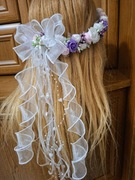 Wianek komunijny biało fioletowy 