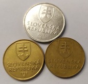 Zestaw monet Słowacja 3 szt. każda inna bez powtórek.