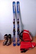 Narty zjazdowe ATOMIC +wiązania 160 cm Buty Salomon 26 cm torba + plecak  