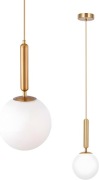 Klasyczna szklana lampa wisząca kula, biały mat, regulowana wys., E27