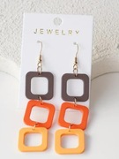 Kolczyki geometryczne Jewelry akrylowe multikolor brązowy na biglu