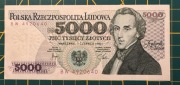 Banknot kolekcjonerski 5000 ZŁ  1982 rok.