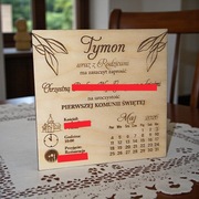 Zaproszenie na Pierwszą Komunię Świętą – drewniane, personalizowane