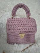 Torebka damska Glamour brudny róż na szydełku handmade 