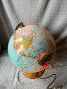 GLOBUS PODŚWIETLANY VINTAGE ART DECO STARY DUŻY Scan Globe