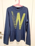 Bluzka z długim rękawem niebieska granatowa bawełniana 8-10 lat 134 / 140