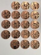 Banknoty PRL. Ostatni pełny zestaw 18 szt. Miedź fi 32 mm. 
