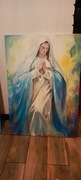 Ręcznie malowany duży obraz  Maryja w modlitwie 70x100