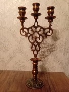 Świecznik miedziany trójramienny