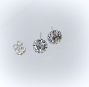 Srebrne kolczyki białe cyrkonie sztyft srebro 925