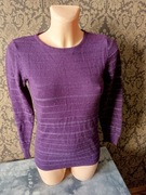 sweter w paski fioletowy