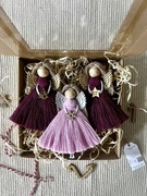 Aniołki na choinkę handmade ozdobą świąteczną rękodzieło box prezentowy