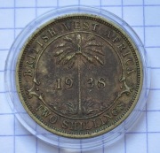#3932 Brytyjska Afryka Zachodnia 2 szylingi 1938 H ładna 