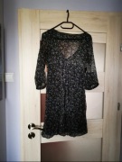 Krótka niebiesko-zielona sukienka w kwiaty Zara M