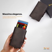 Smukły portfel męski etui ochrona kart RFID Bronzi