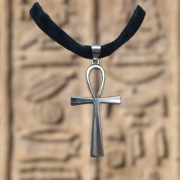 Choker krzyż Egipski Ankh talizman z Egiptu czarny czoker wisior Anch 