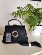 Torebka damska mała listonoszka czarna Unibella na pasku komunia wesele hit