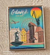 Magnes na lodówkę metalowy GDAŃSK Trójmiasto. Żuraw. Neptun. Starówka.