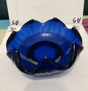 patera miseczka kobaltowa niebieska / zieleń w uv 365, szklo nie-uranowe