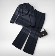 Granatowy elegancki komplet damski garnitur marynarka do pracy + GRATIS