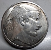 Srebrna moneta Belgia 50 franków 1954 Ag835