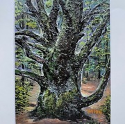 Potężny dąb obraz oryginalny ręcznie malowany.