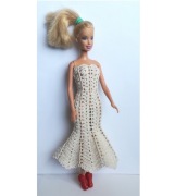 Szydełkowa sukienka, ubranko dla lalki Barbie.