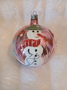 Bombka choinkowa duża szklana stara PRL handmade ręcznie zdobiona