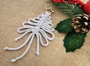 Bombka zawieszka choinkowa choinka makrama lniana szara ozdoba świąteczna 