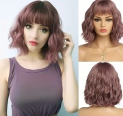 Peruka damska fioletowa bob włosy z grzywką dostawa 24h PL