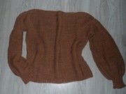 SWETER BRĄZ ręcznie robiony na drutach 36/38 S/M