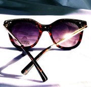 Okulary damskie GUESS GF0351 52F bursztynowe tortoise złote kocie   