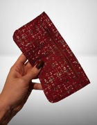 Saszetka Skórzana Marmurkowy Wzór Ręcznie Szyta Etui na Zamek Czerwona