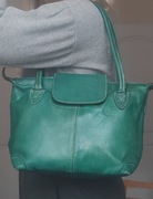 Torebka skórzana na ramię zielona skóra naturalna shopperka tote bag zieleń
