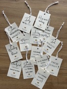 Zawieszki personalizowane 6x9cm, wesele, chrzest, komunia, handmade