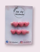 Spinki różowe sztruksowe serduszka