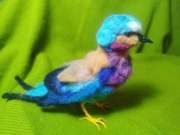 Kraska ptak figurka wełna filcowana na sucho ozdoba prezent