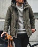 Parka męska Zara z kapturem – Oliwkowa / Khaki – Rozmiar S