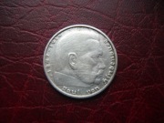 MONETA Niemcy - III Rzesza - 2 Marki 1938 r. HINDENBURG  - Srebro