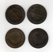 ROSJA - 4x 3 kopiejki 1877, 1883, 1900, 1901