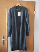 Długi kardigan niebieski ZARA, nowy, z dodatkiem wełny, r. M-L