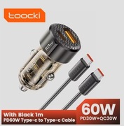 Toocki 60W A+C Ładowarka Samochodowa Szybka QC 4.0 3.0 Typ C PD