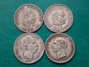 Włochy 1 lira 5 lirów 1863 -1927 ( 4 sztuki)