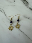 Kolczyki ametyst, słońce 