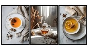 Zestaw 3 plakatów 30x40 - Herbata z miodem,kuchnia,nowoczesne,jasne 