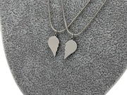 Naszyjniki Srebrne Dla Par Serce Łamane 45cm Stal Chirurgiczna