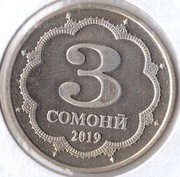 TADŻYKISTAN 3 somoni 2019, KM# 57, UNC
