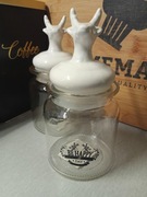 POJEMNIK SZKLANY SŁOIK NA PRZYPRAWY CERAMICZNA POKRYWKA RENIFER święta 2szt